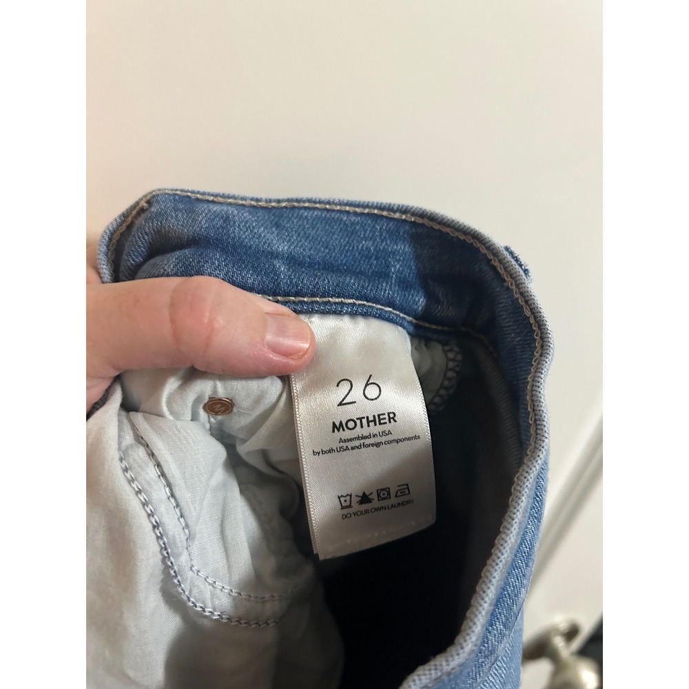 Mother The Tomcat Layover High Rise Straight Leg Jeans Blue Denim Size 26 - Picture 2 of 12